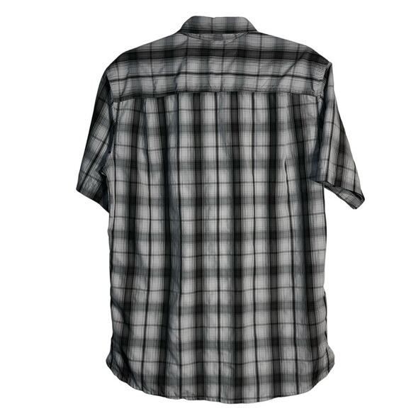 Eddie Bauer Travex Men’s S Black Gray Plaid Short Sleeve Button Up Performance - Picture 3 of 7